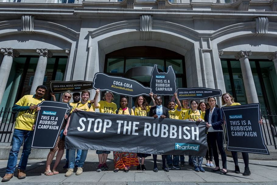 Stop the rubbish protestors with banner