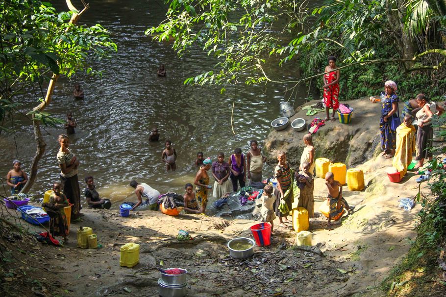 Pangi's main water source before Tearfund's work. Photo: Nathanael Hollands/Tearfund