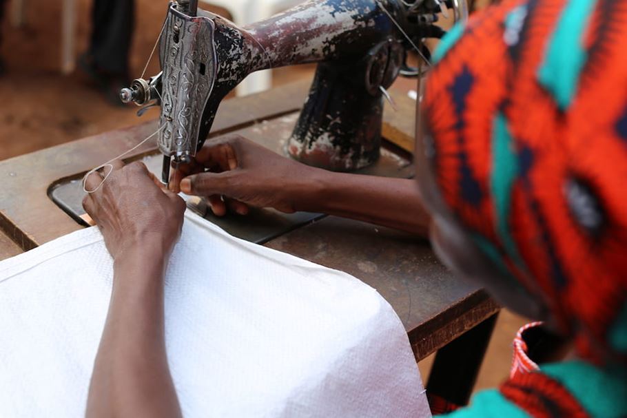 Marie sewing