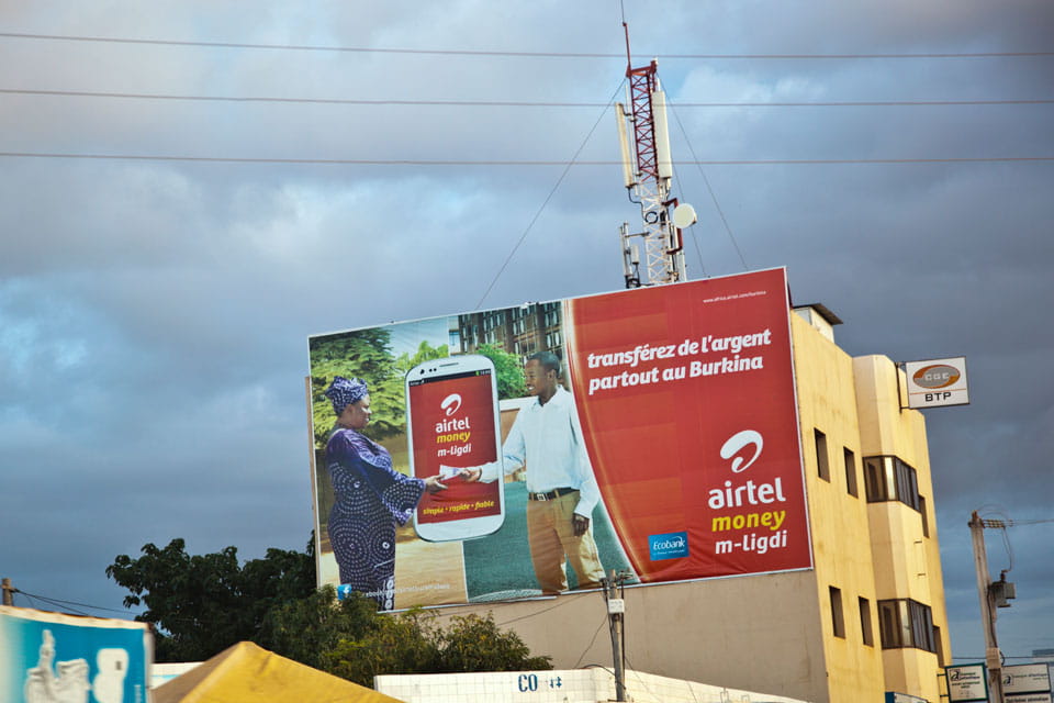 Mobile phone billboard and radio mast in Burkina Faso