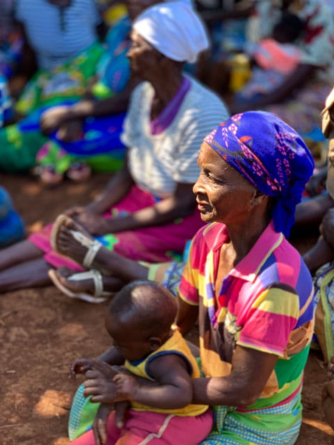 Women waiting for aid