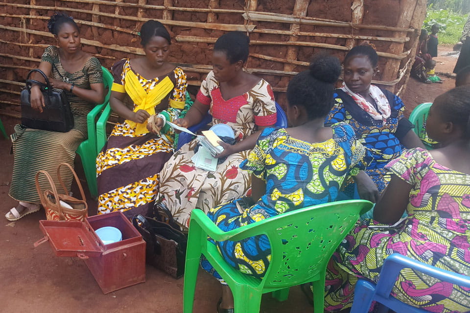 Women from self-help group meet outdoors