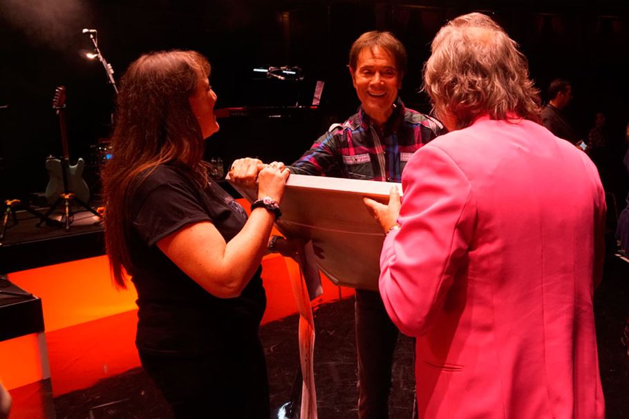 Carol and Steve hand framed copy of single to Sir Cliff