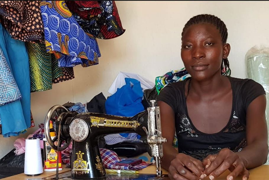 Janet with sewing machine