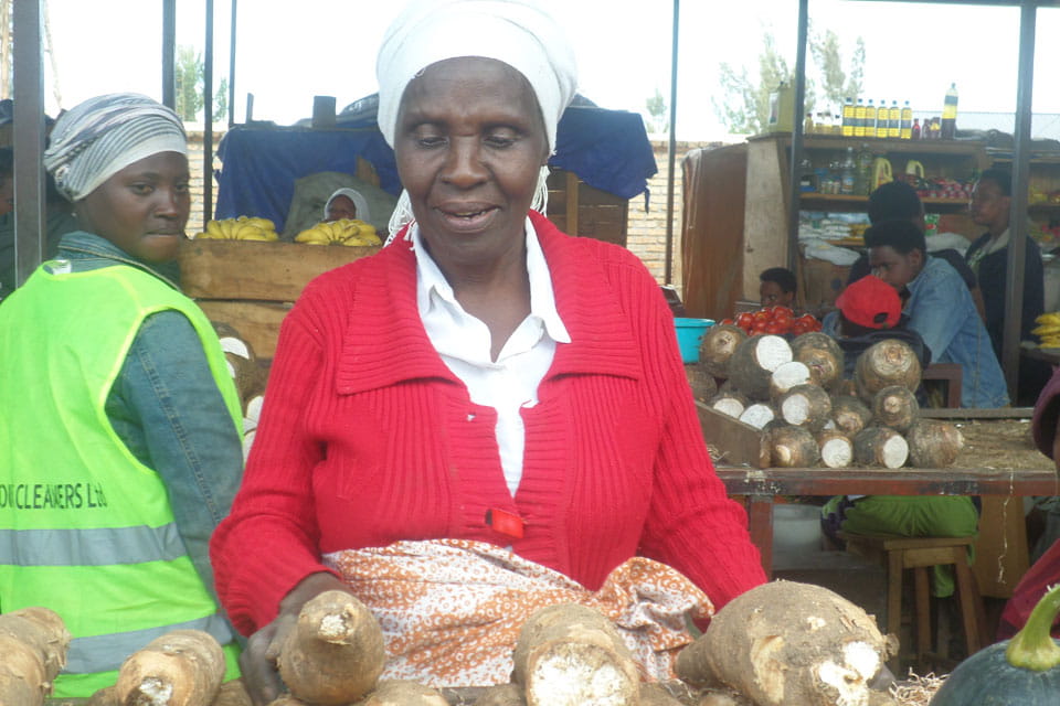 Emmanuel at her market stall pitch