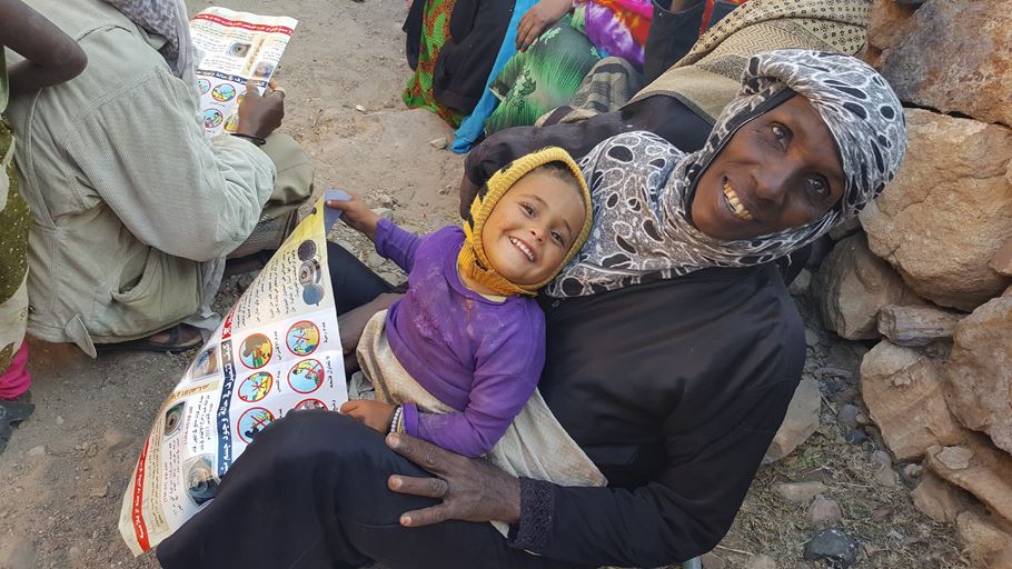 Woman and child smiling