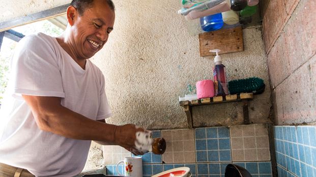 A man washing up