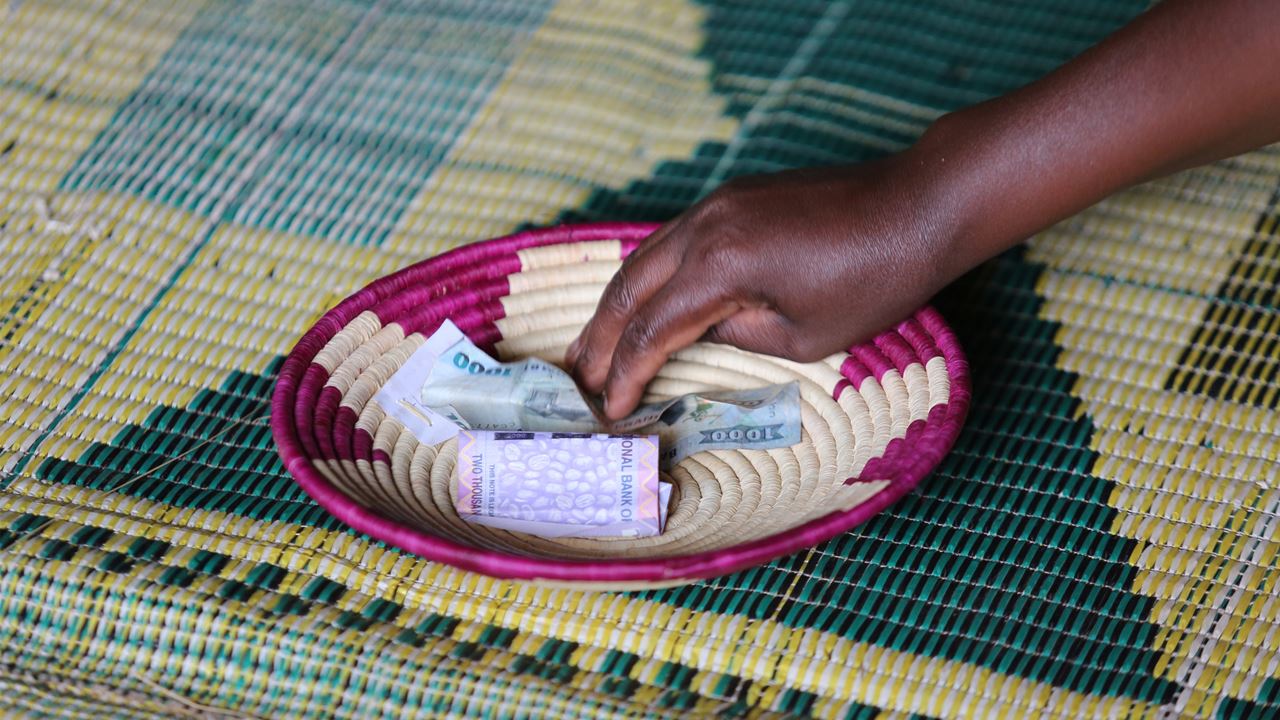 A basket with money in it