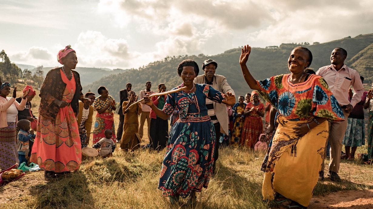 ‘No power in the sky above or in the earth below – indeed, nothing in all creation will ever be able to separate us from the love of God that is revealed in Christ Jesus our Lord.‘ (Romans 8:38) A local church in Uganda meets to worship, dance and praise God together. | Image credit: Will Chamberlin/Tearfund