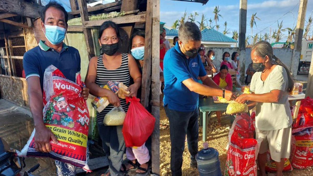Tearfund’s local partner, PHILRADS, has been distributing rice and other essential food supplies to families affected by the typhoon. Credit: Tearfund partner