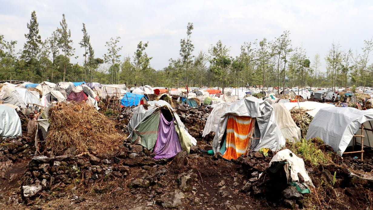 A camp full of tents for internally displaced people.
