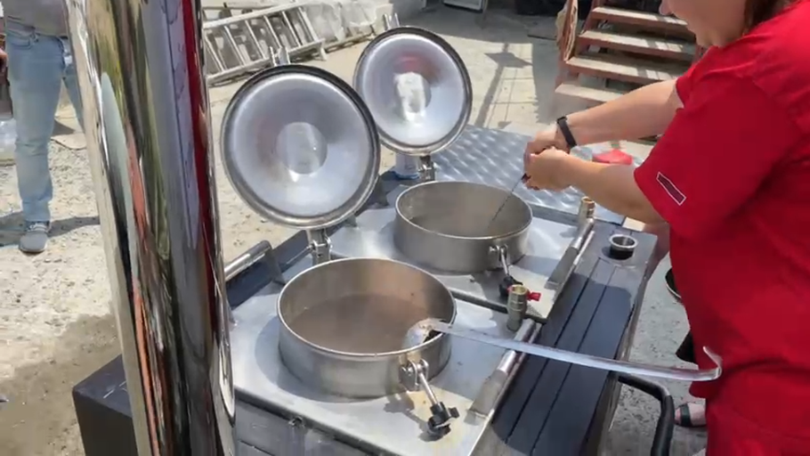 Food preparation in Kherson after dam breach Two large pots are prepared in a field kitchen set up by Tearfund's local church partner in Kherson city after a major dam breach caused massive flooding in southern Ukraine.