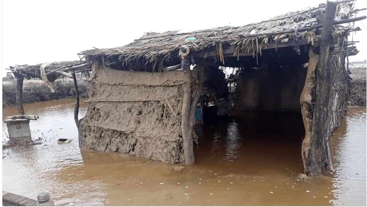 A flooded shelter in Pakistan. Last year's floods destroyed around 2 million homes and left more than 20 million people in need of humanitarian assistance. Now the monsoon season has started again in Pakistan, bringing even more flooding.