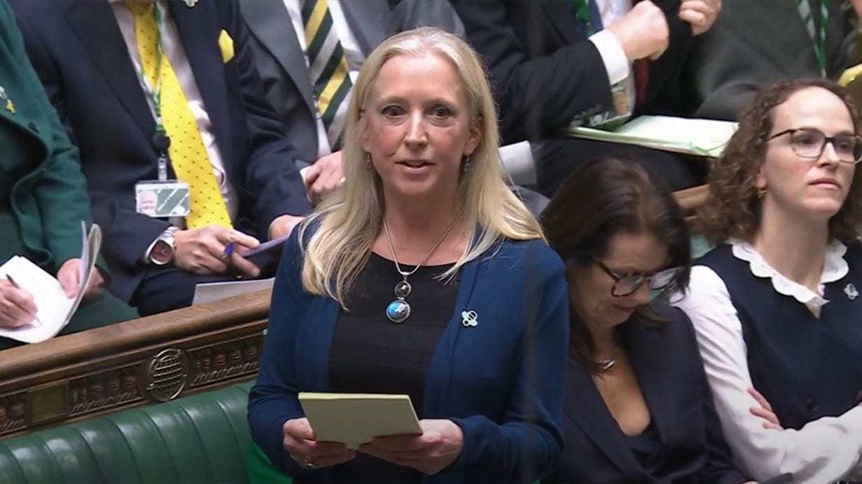 A woman stands to speak in the house of commons.