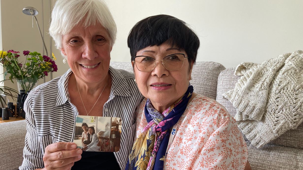 Margery and her friend from Thailand 40 years after they first met