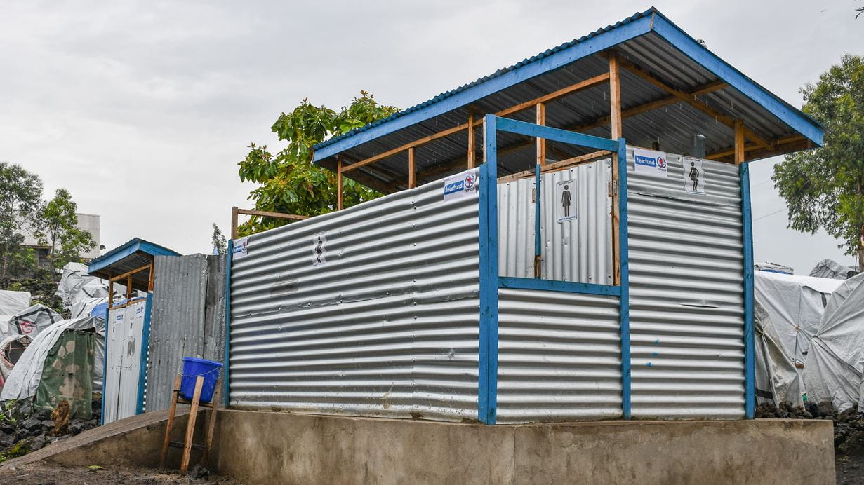 Latrines for men and women in a camp