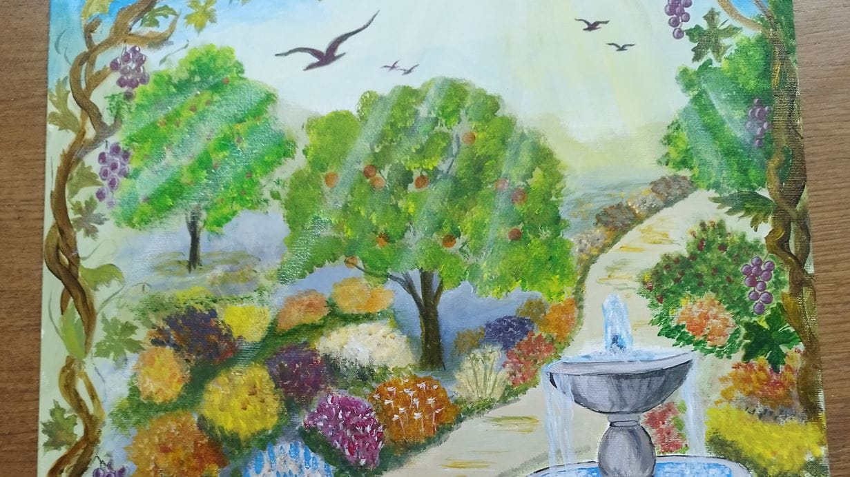 A painting depicting the well-watered garden in Isaiah 58:11