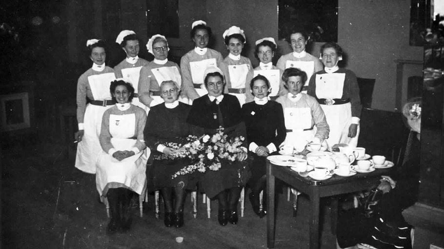 Kathleen and her colleagues on the day the NHS was founded. Photo credit: Kathleen’s family.